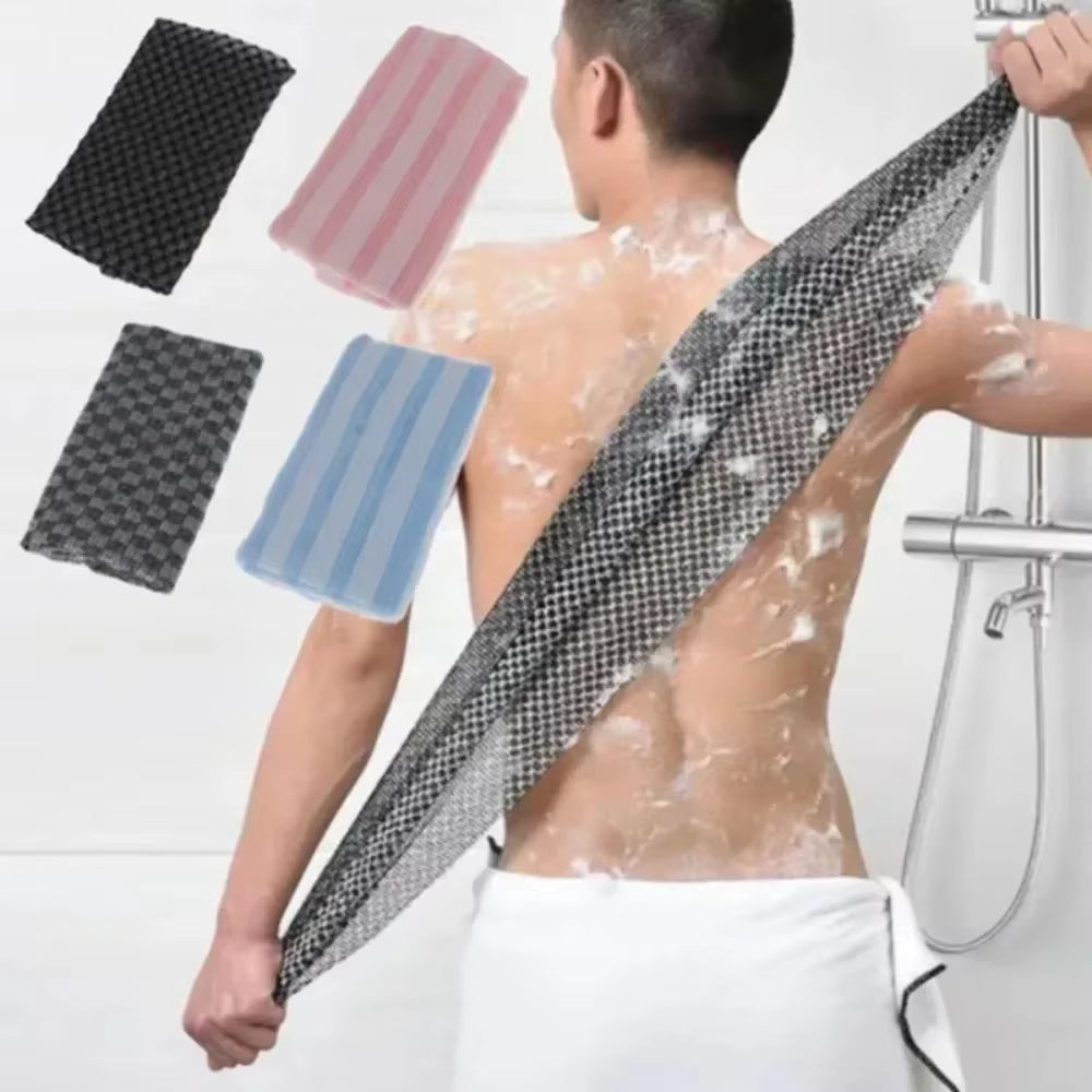 Japanese Exfoliating Rubbing Washcloth and Nylon Bath Towel Brush for Back Scrubbing - Shower Sponge Body Care Accessory