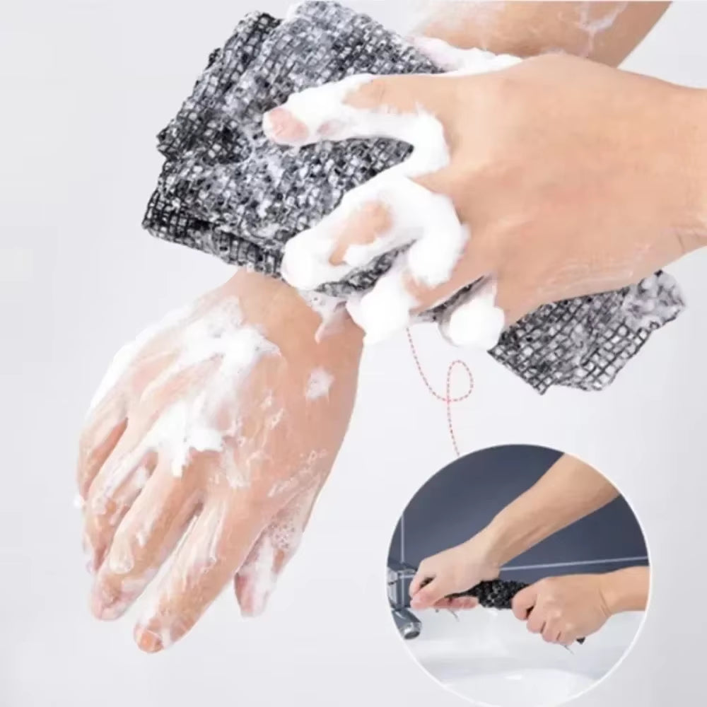 Japanese Exfoliating Rubbing Washcloth and Nylon Bath Towel Brush for Back Scrubbing - Shower Sponge Body Care Accessory