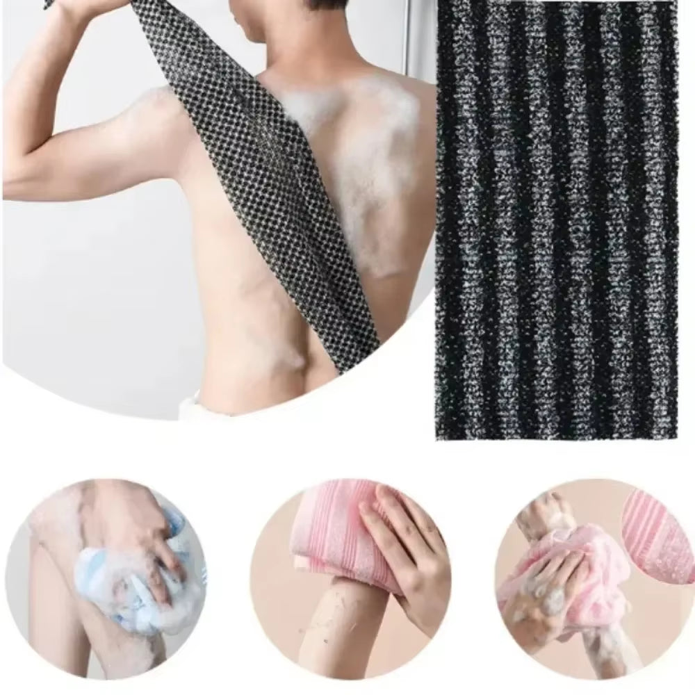 Japanese Exfoliating Rubbing Washcloth and Nylon Bath Towel Brush for Back Scrubbing - Shower Sponge Body Care Accessory